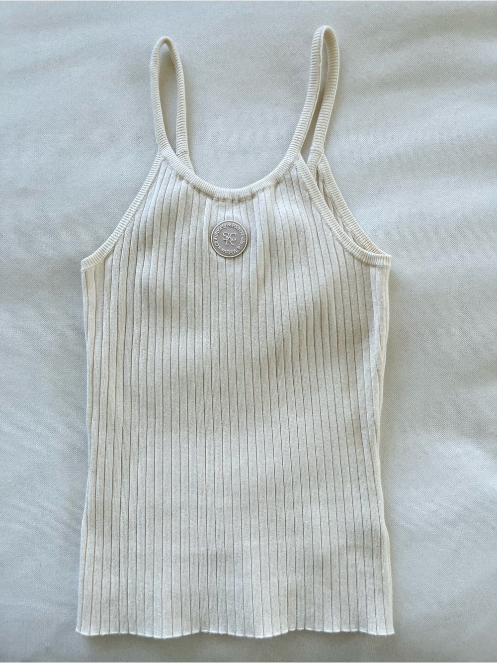 Sporty & Rich Ribbed Tank in Cream